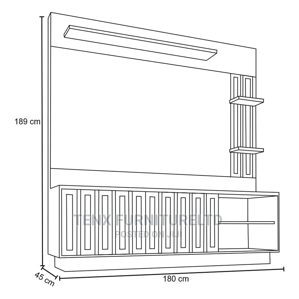 Tv Unit ( SUPPORT 65INCH TV)With Compartment and Cable Holes
