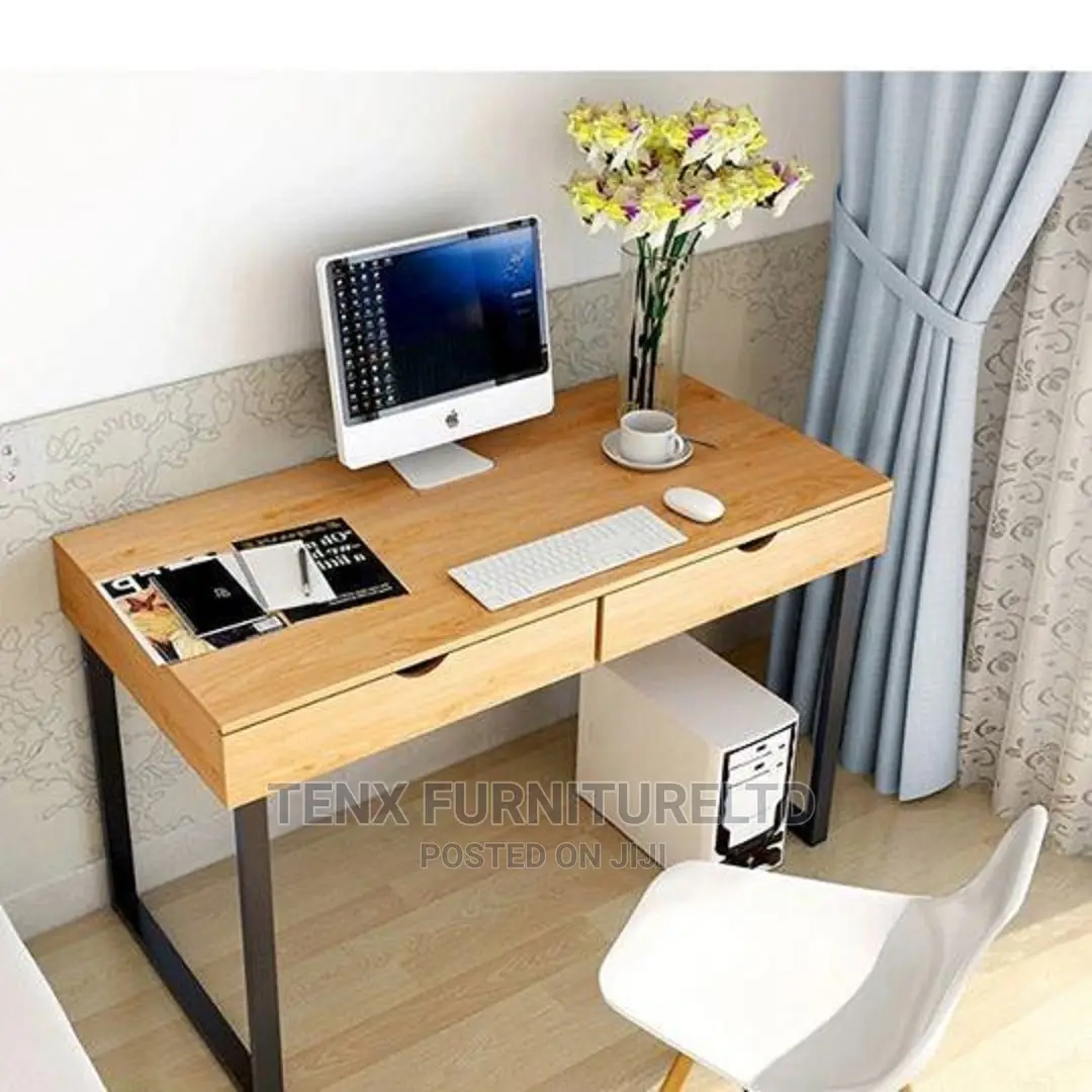Computer Desk Brown Wood (With 2 Drawers)