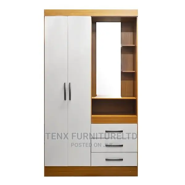 WARDROBE (Brown and Glossy White )Wth Mirror