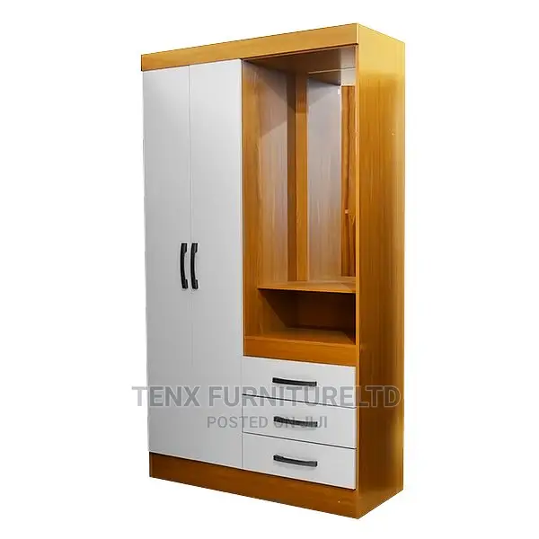 WARDROBE (Brown and Glossy White )Wth Mirror