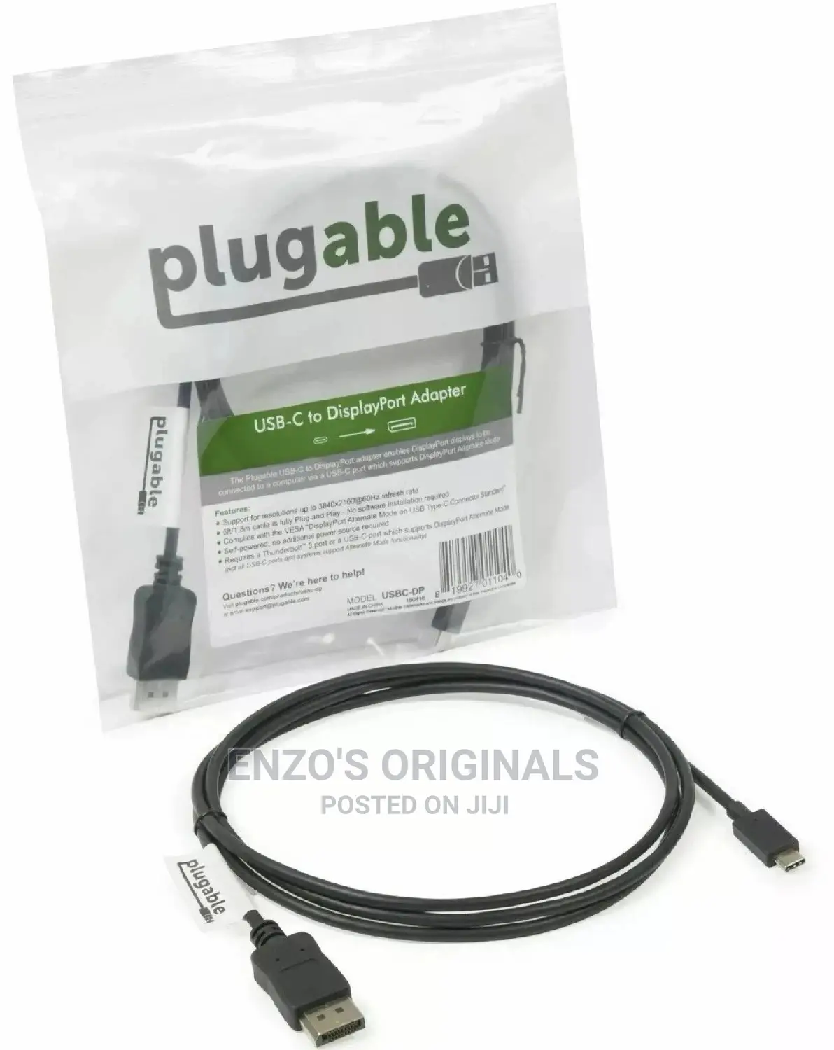 Usb-C to Display Port Cable Type-C to Dp Plugable at 400hz in Stock