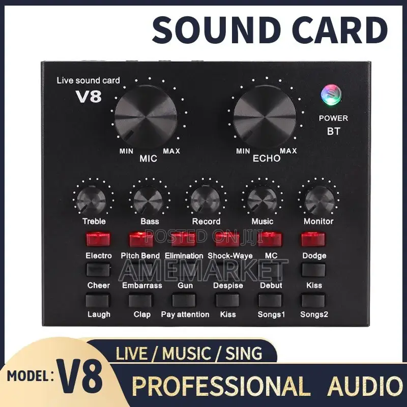 V8 Sound Card Bluetooth Audio Interface Studio Live Recordin