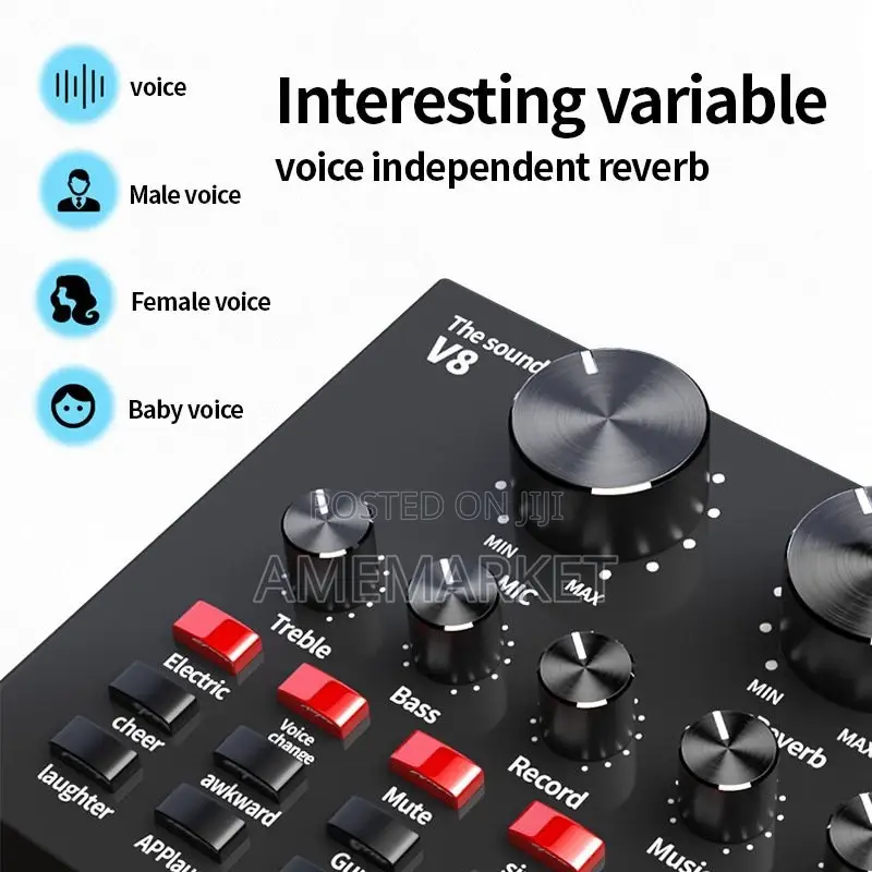 V8 Sound Card Bluetooth Audio Interface Studio Live Recordin