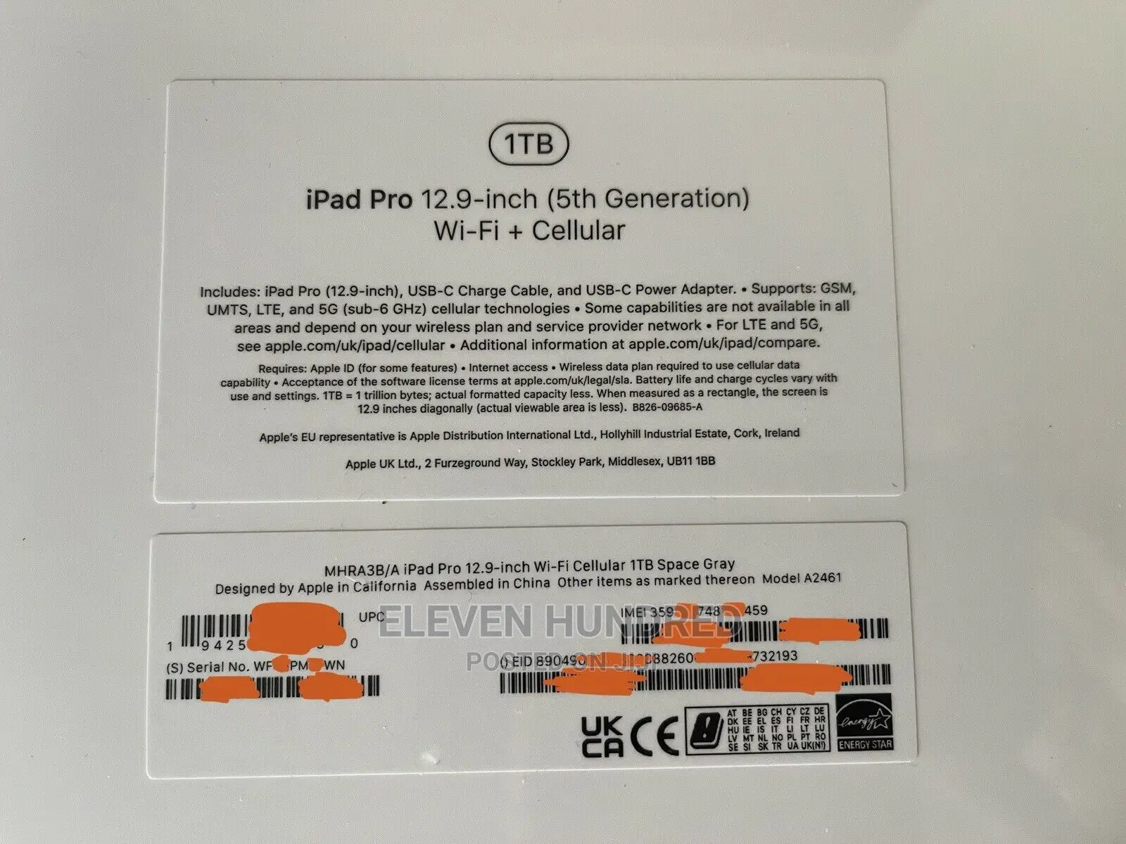 New Apple iPad Pro 11 (2021) 1 TB Gray