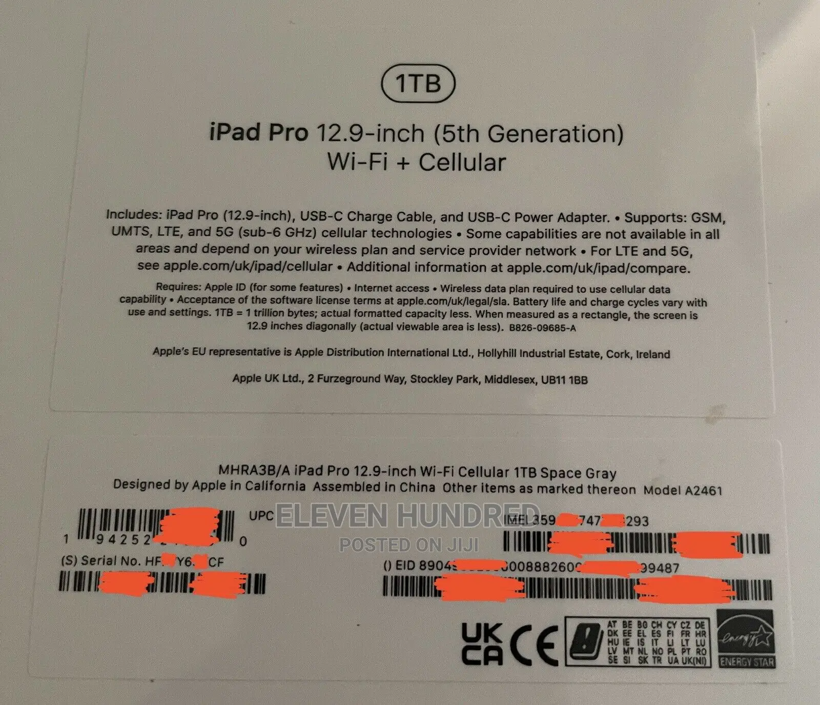 New Apple iPad Pro 11 (2021) 1 TB Gray