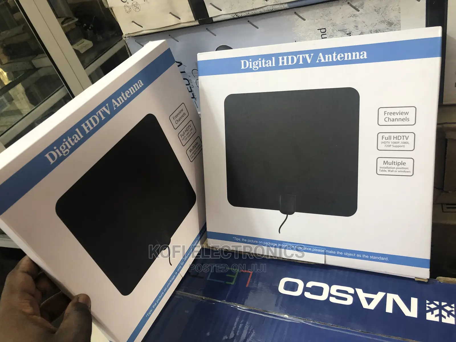 Available Flat Indoor Digital TV Antenna HDTV - Black