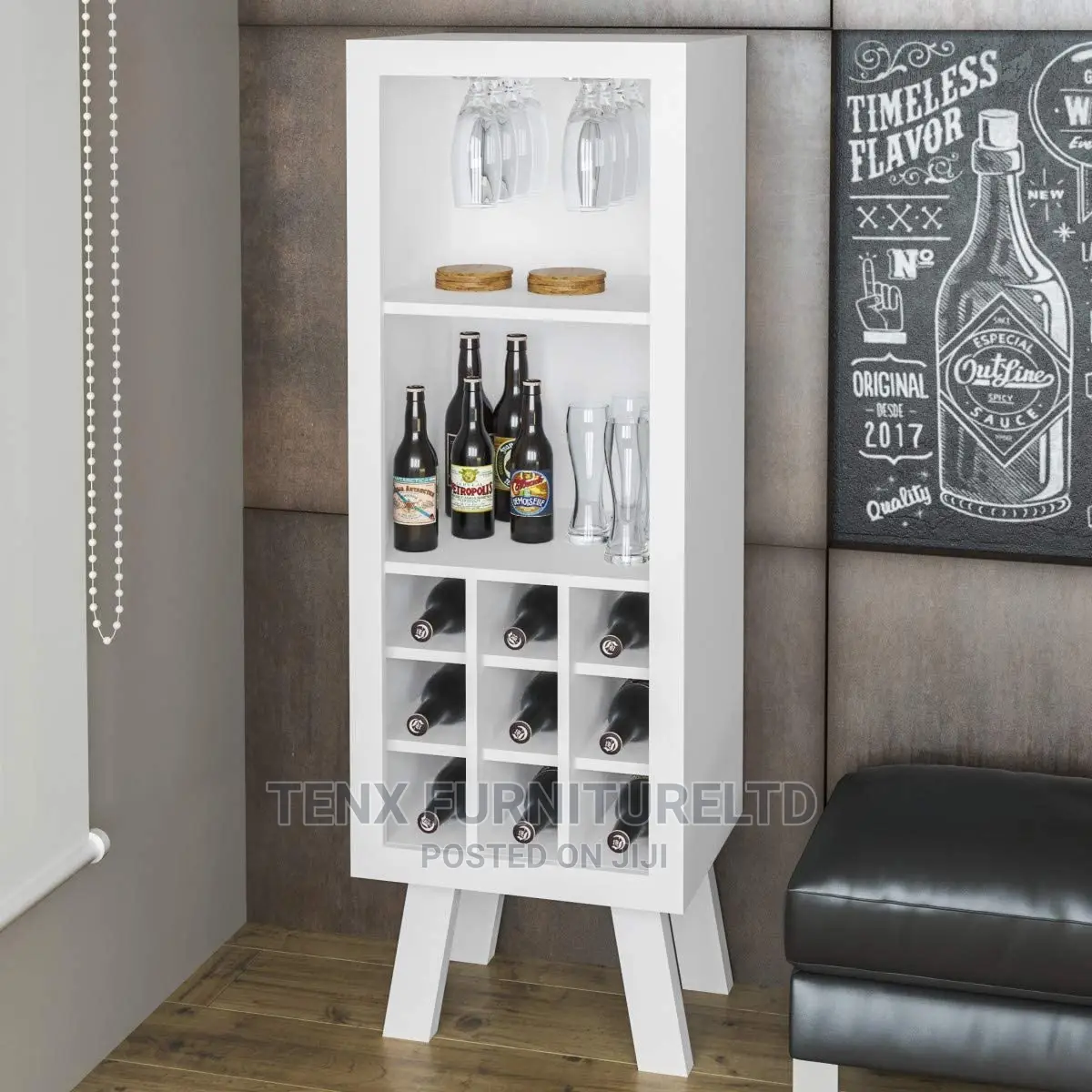 Wine Rack With ( Glass Cup Holders) White
