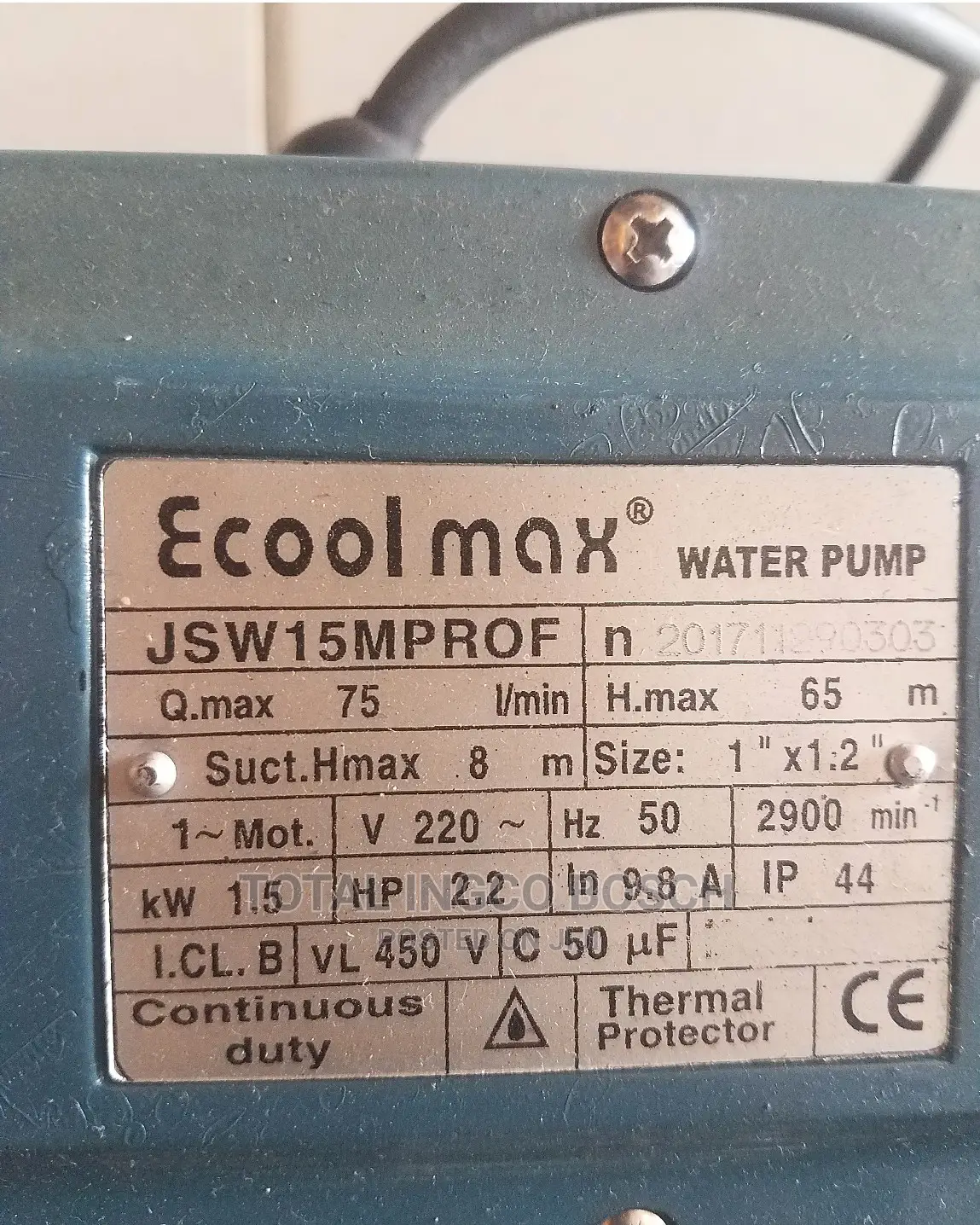 Ecoolmax JSW Water Pump 15mprof