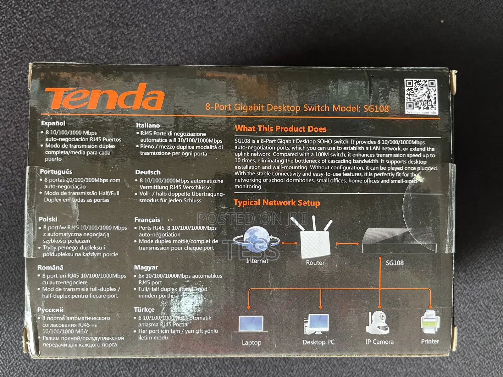 Tenda 8 Port Gigabit Desktop Switch 10/100/1000mbps Sg108