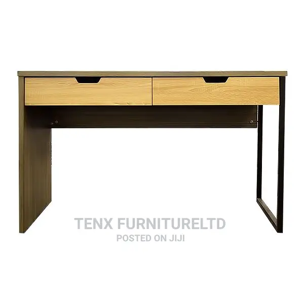 COMPUTER DESK GREY DRAWERS With Metal and Wooden Legs