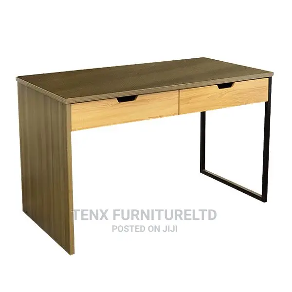 COMPUTER DESK GREY DRAWERS With Metal and Wooden Legs