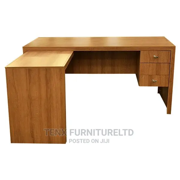 Office Desk (L Shape -Brown Wood Grain)
