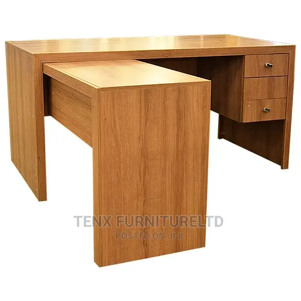 Office Desk (L Shape -Brown Wood Grain)