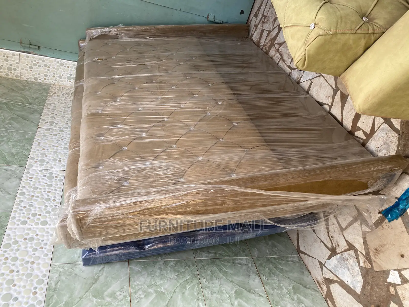New Golden Colored Queen Size Bed Frame . Free Delivery 