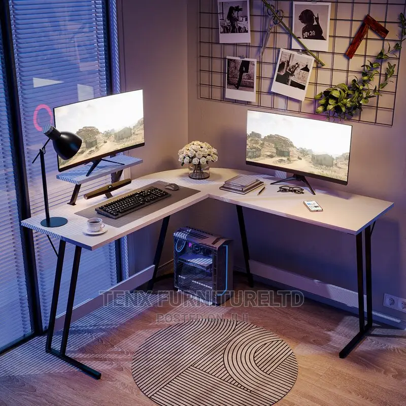 L- Shaped Gaming Desk Workstation White