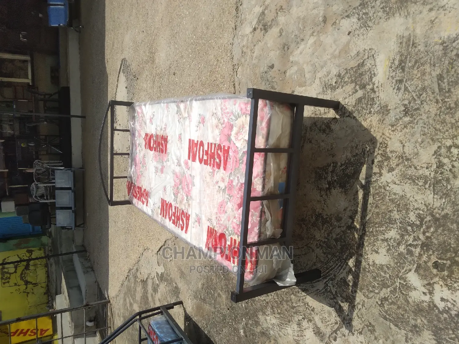 Single Metal Bed and Mattress