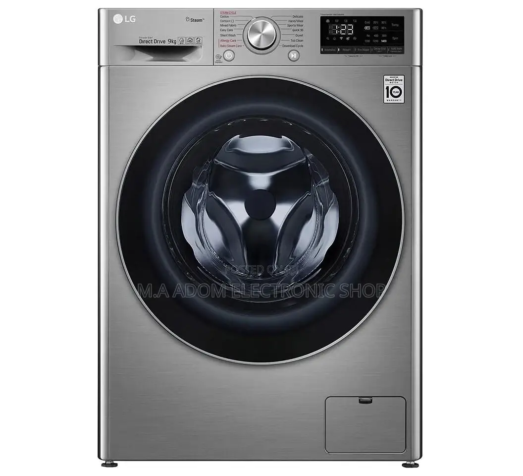 Silver Colour 9kg Front Loader Washing Machine With Steam