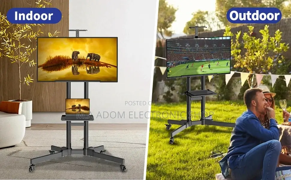 For Both Indoor/Outdoor Purposes Mobile Tv Stand 32”-65”