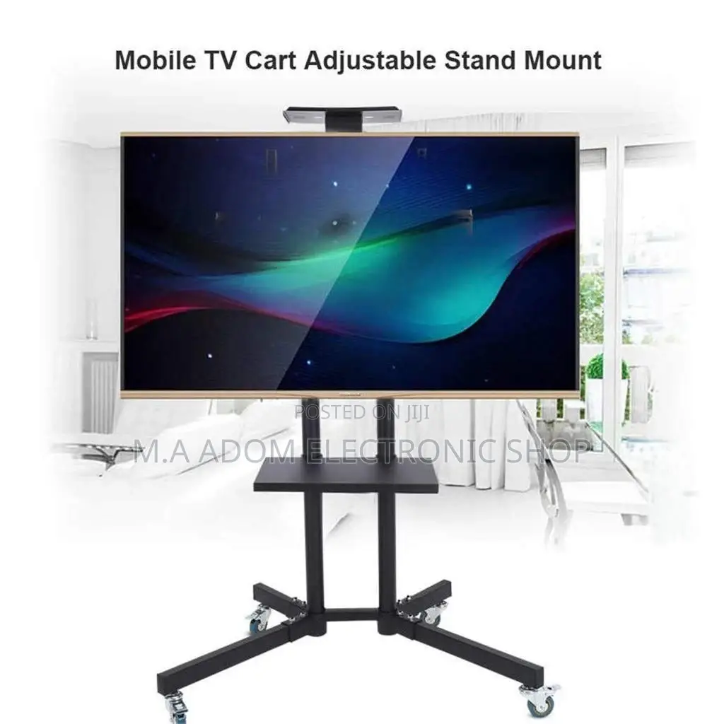 50kg Mobile Tv Trolley With Wheels Dvd Shelf 32”-65inch