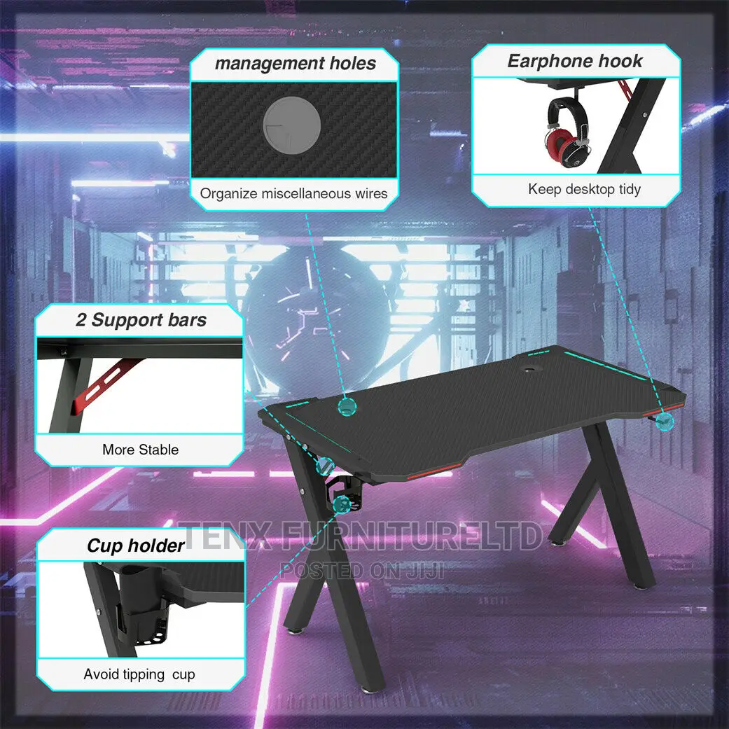 Gaming Desk ( K-Shaped) Legs With Cup and Headphone Holder