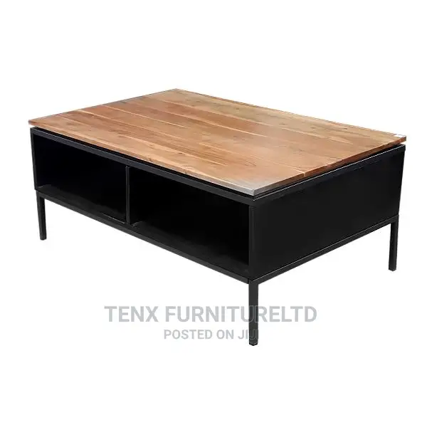 Coffee Table With Compartment (Brown and Black )