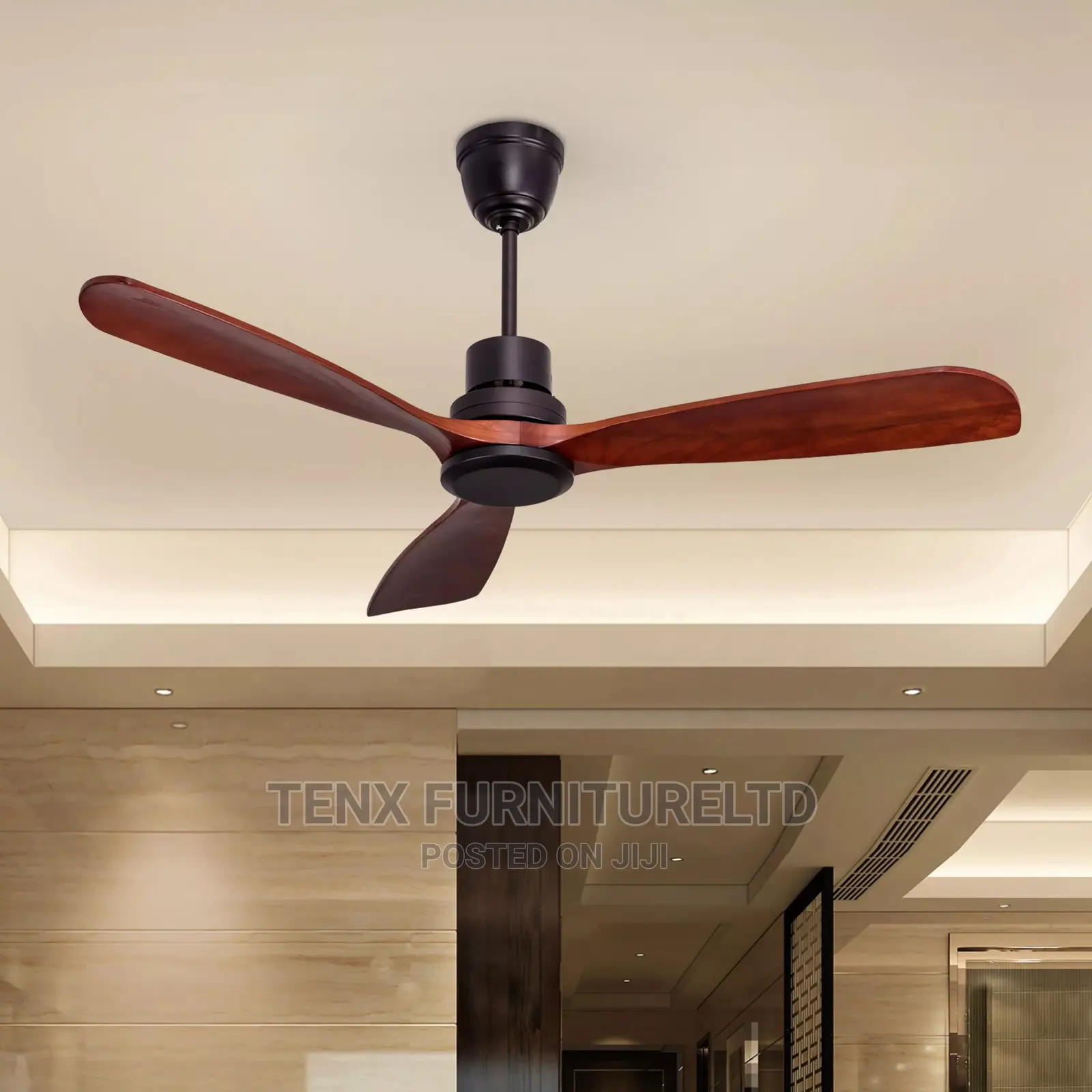 Ceiling Fan With (Mahogany Wood Finish)