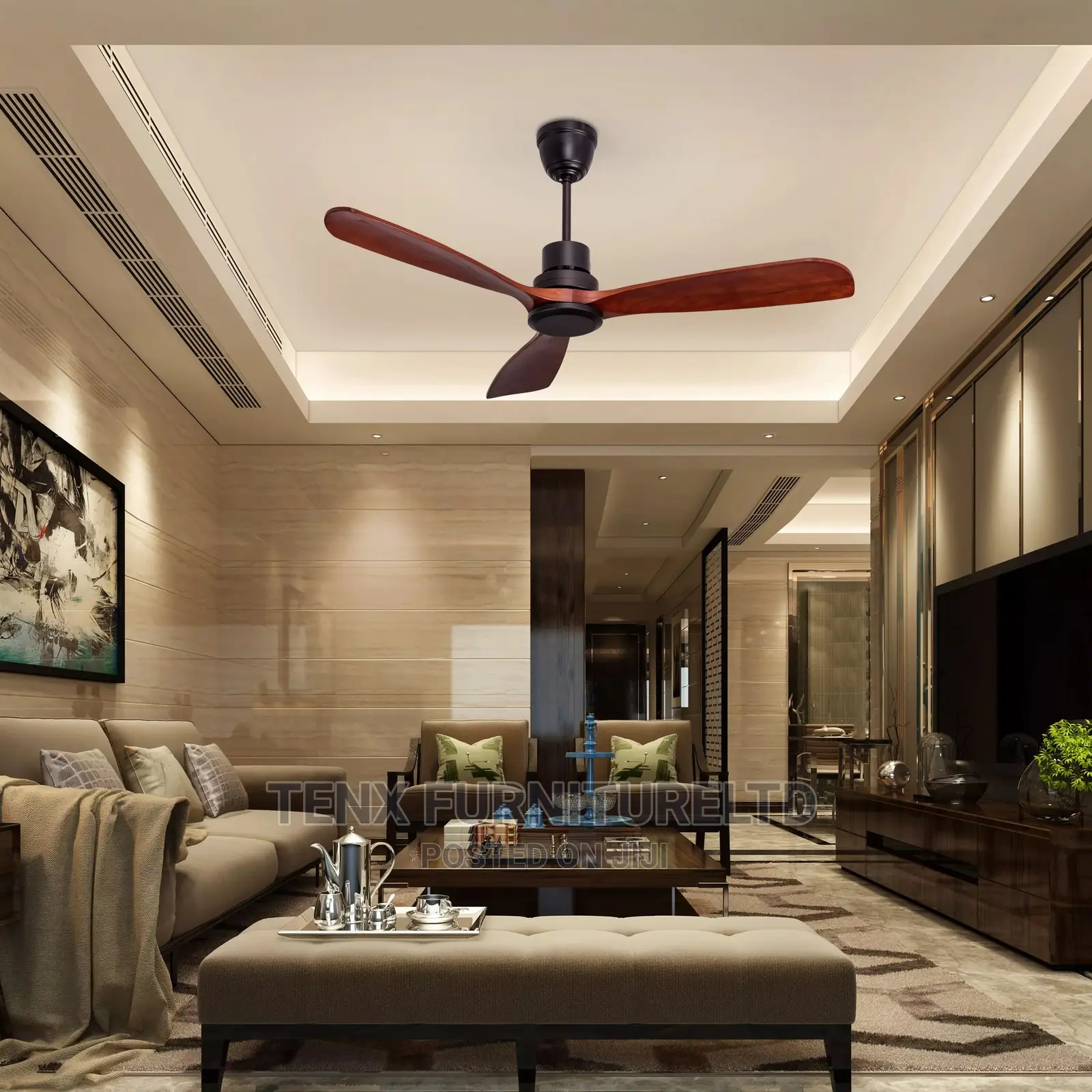 Ceiling Fan With (Mahogany Wood Finish)