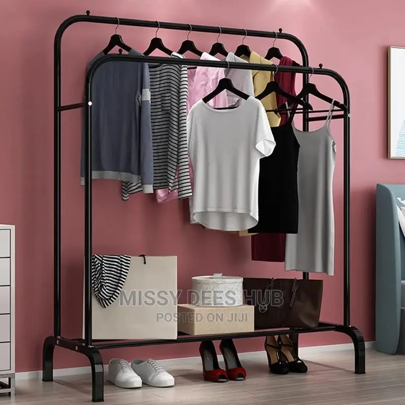 Double Pole Hanger With Double Shelves