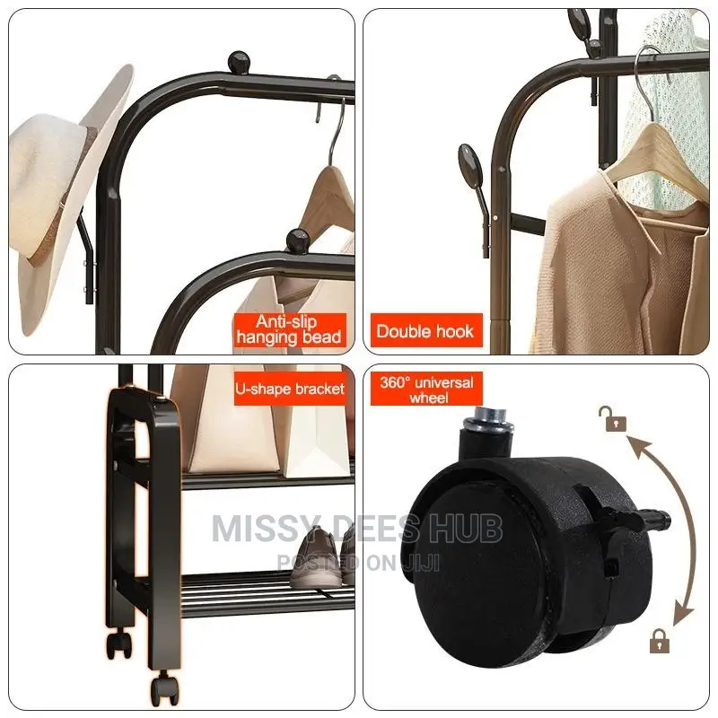 Double Pole Hanger With Double Shelves