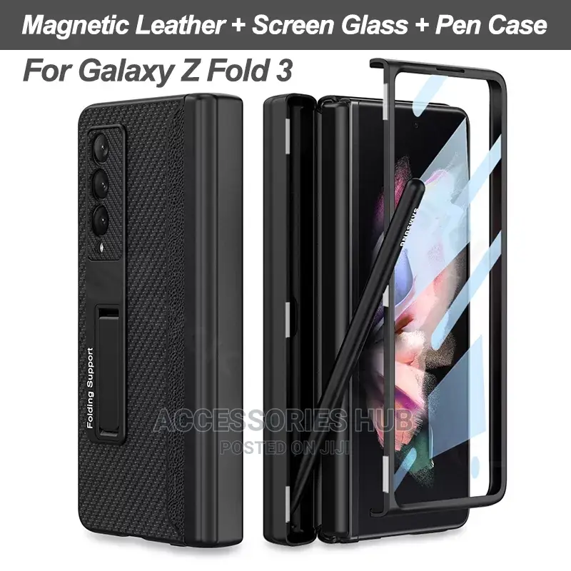 Z Fold 3 Case With Pen Slot and Inbuilt Glass Screen