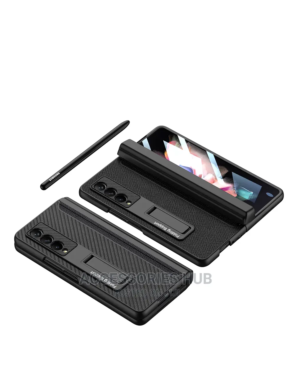 Z Fold 3 Case With Pen Slot and Inbuilt Glass Screen