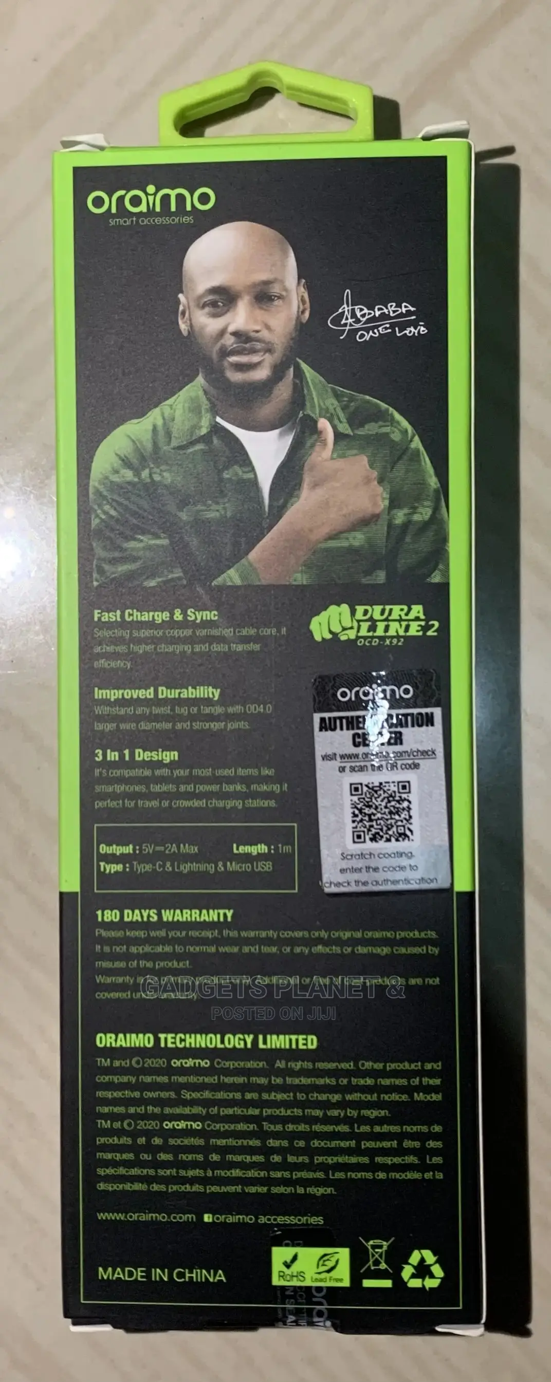 Oraimo 3in1 3a Quick Charge Data Cable Duraline 3/ Ocd-X93