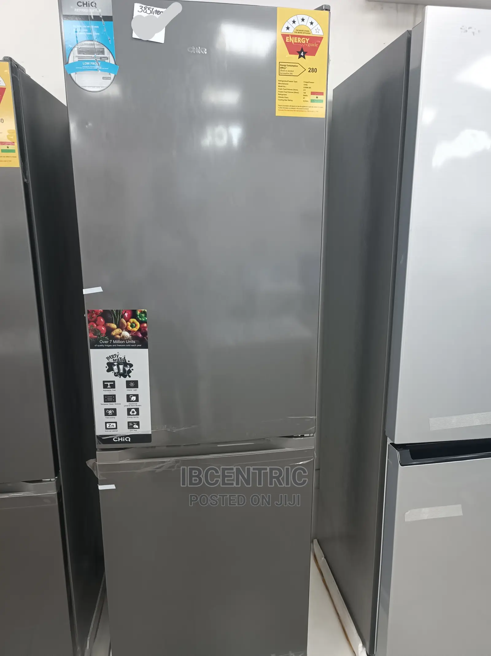 Chiq 385 Liters Bottom Freezer Double Door Refrigerator