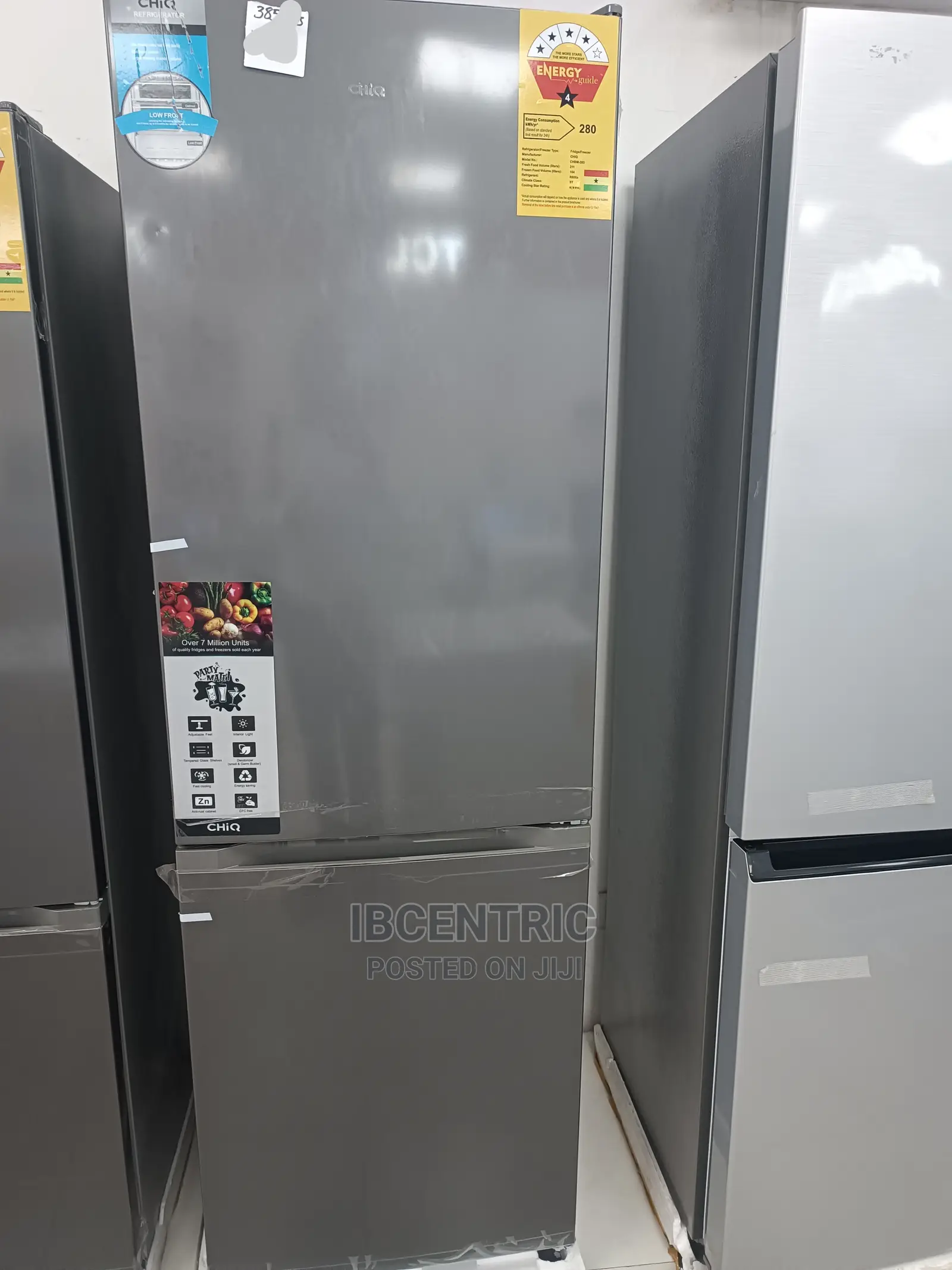 Chiq 385 Liters Bottom Freezer Double Door Refrigerator