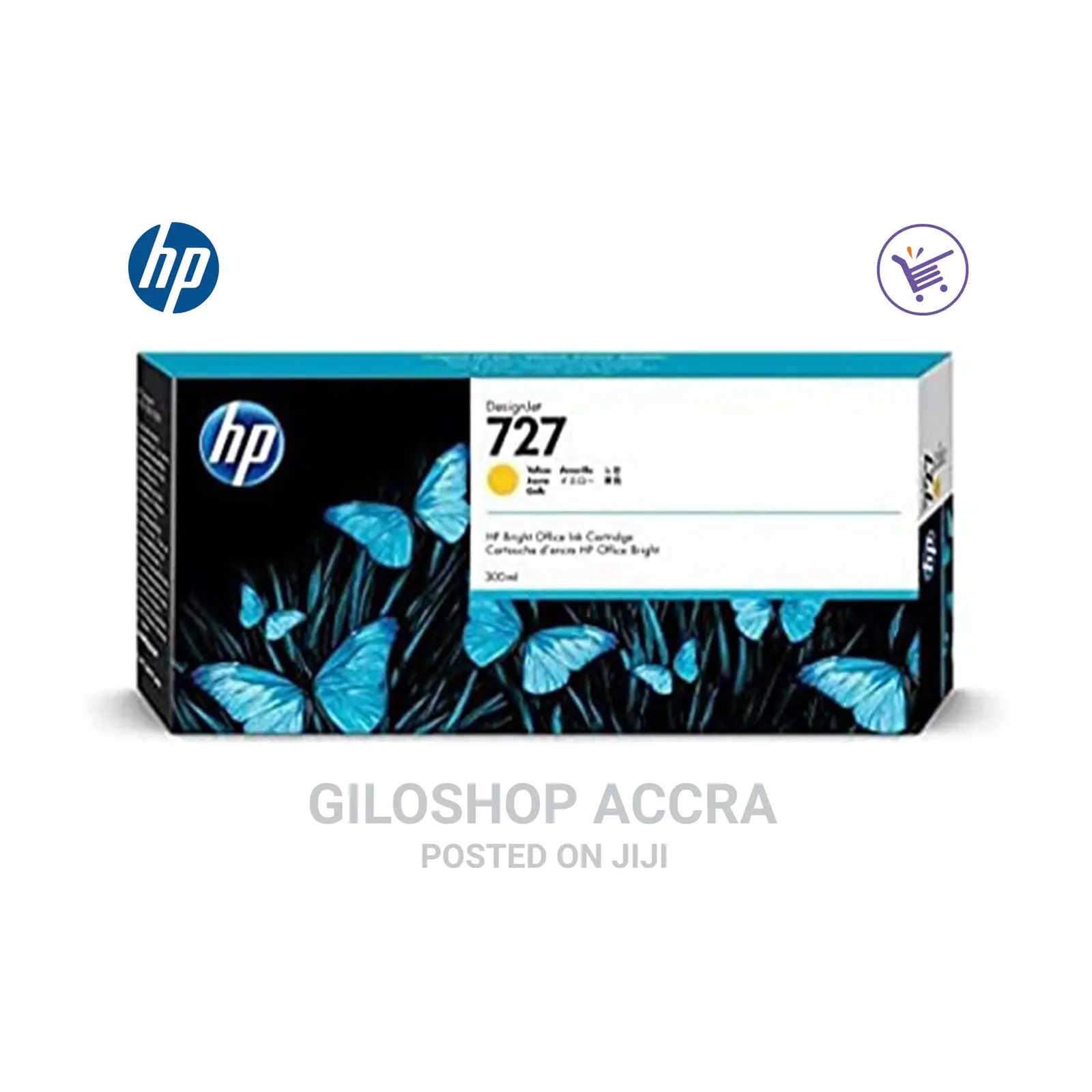 HP 727 300-Ml Yellow Designjet Ink Cartridge, F9J78A