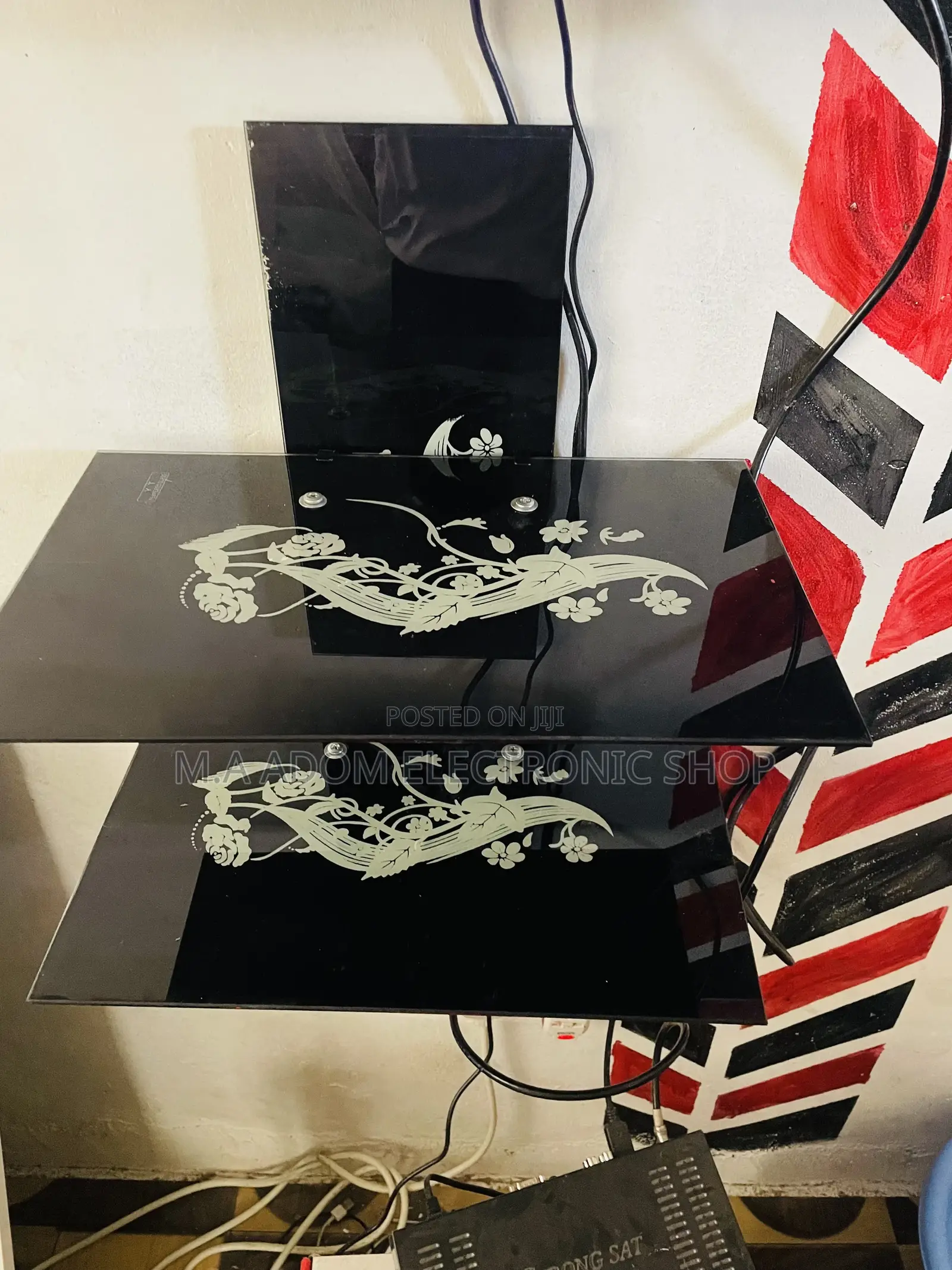 2 Tier Dvd Black Colour Glass