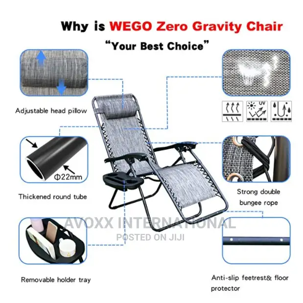 WEGO Gravity Chair, Lawn Chair Folding Recliner Lounge Chair
