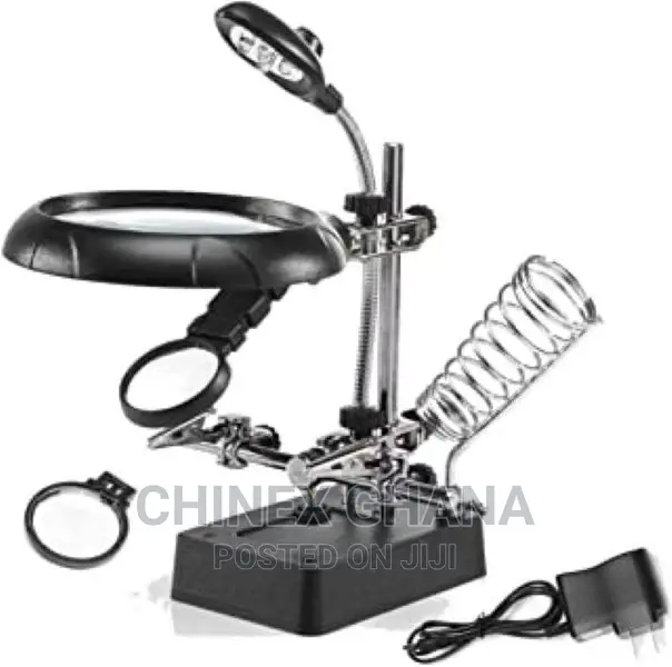 Magnifier With Soldering Iron Stand and Board Holder