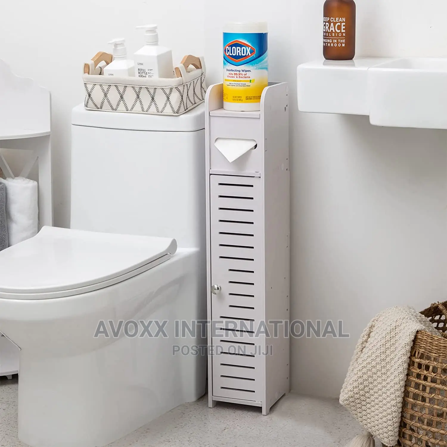 AOJEZOR Bathroom Storage Floor Cabinet W/Doors Shelves