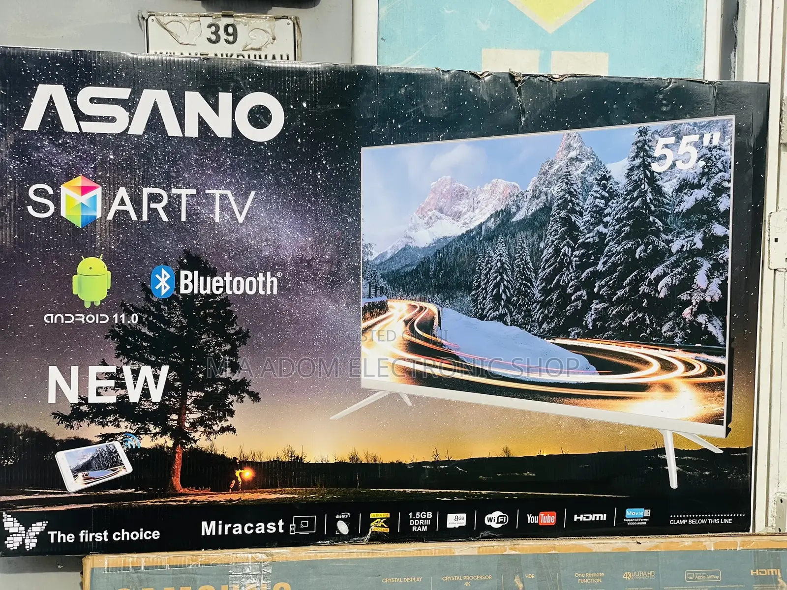 Asano 55” UHD Smart Bluetooth Led Tv + Fre Wall Mount