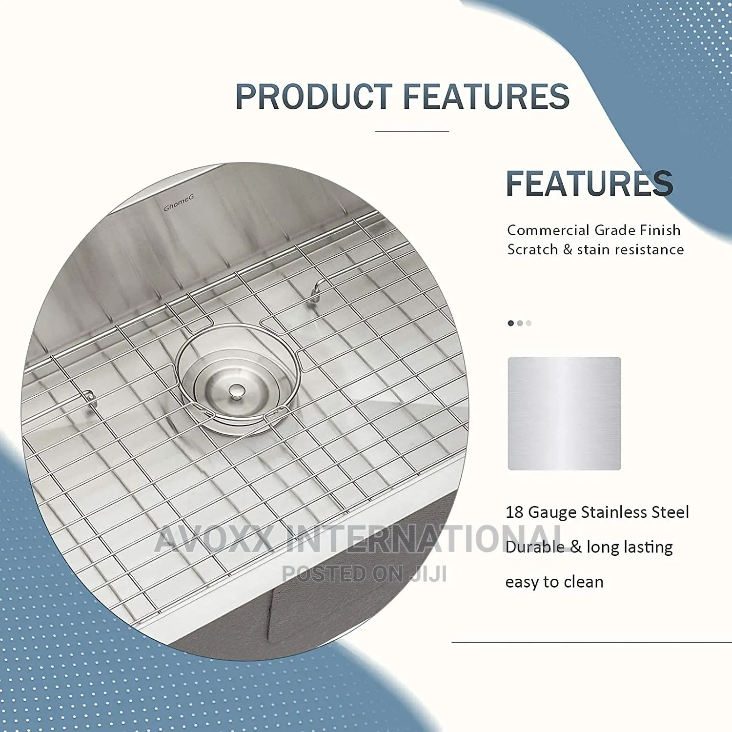 Ghomeg (Accessories Included)Handmade Stainless Steel Sink