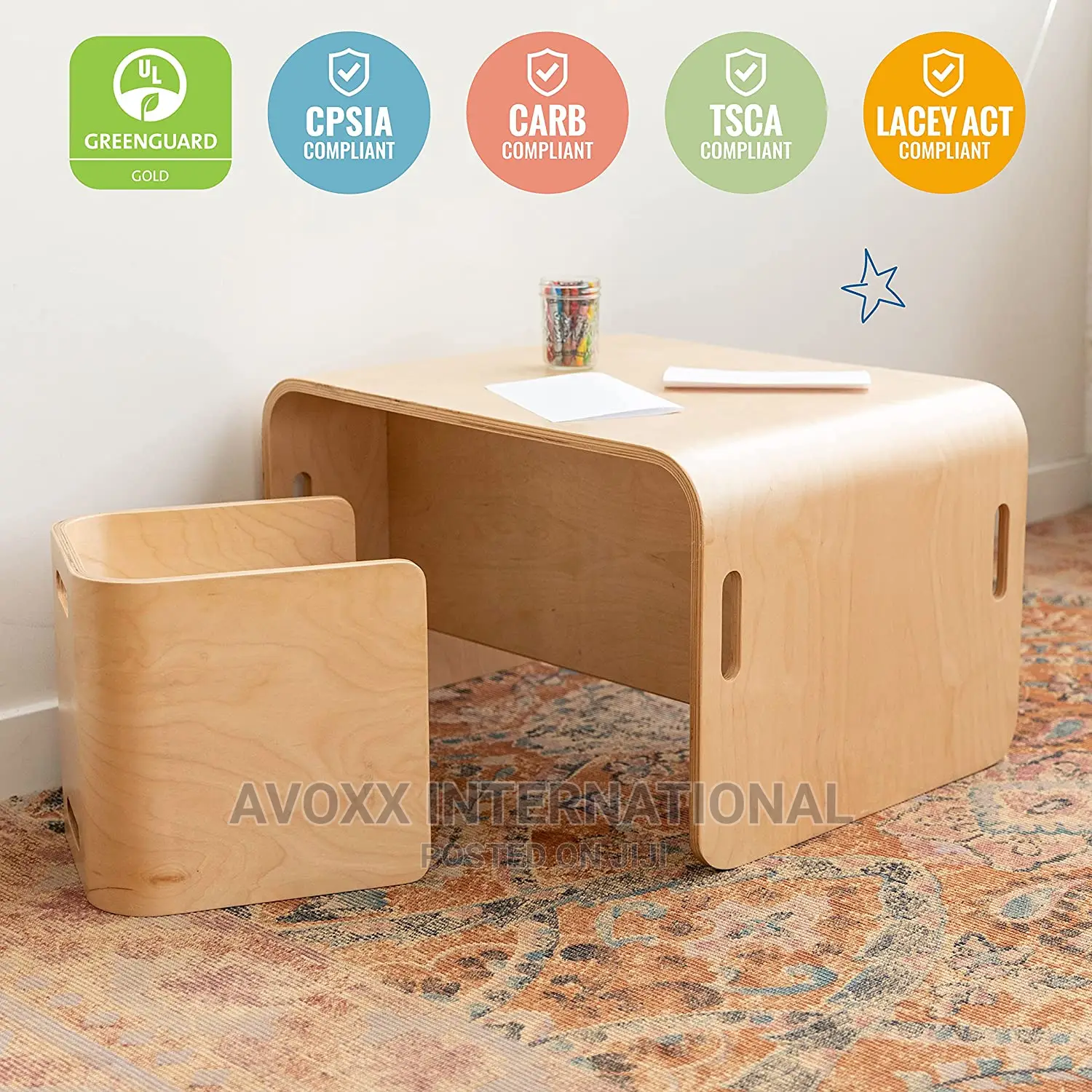 Bentwood Multipurpose Kids Wooden Table And Chair Set