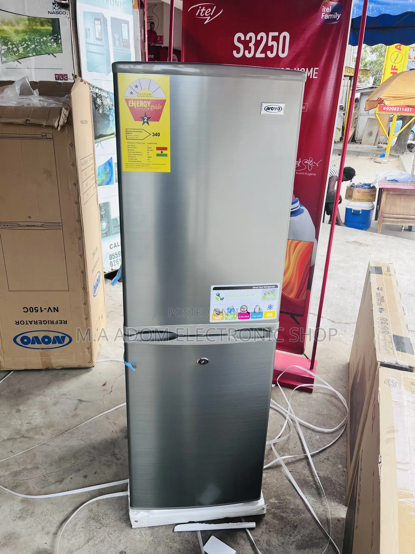Novo 140L Double Door Bottom Freezer Fridge (NV-150C)