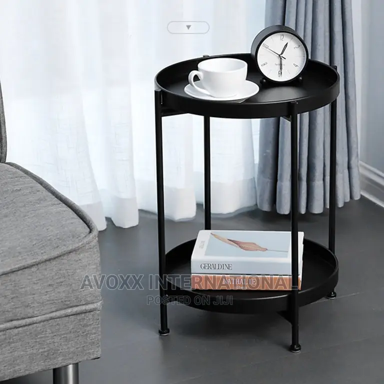 Double-Layer End Table, Round Accent Coffee Side Table