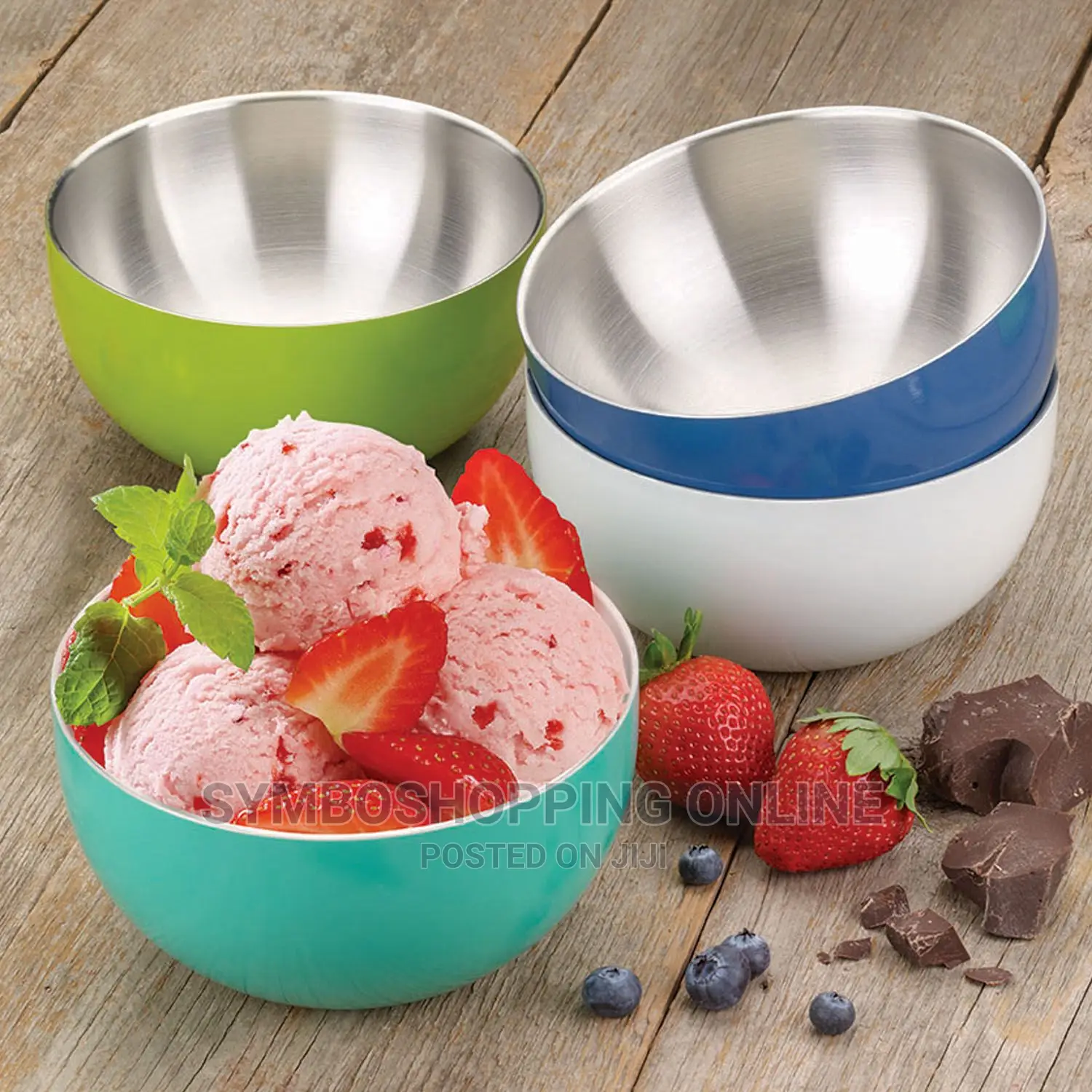 Stainless-Steel Double-Wall Bowl Set, 4 Pack Assorted Colors