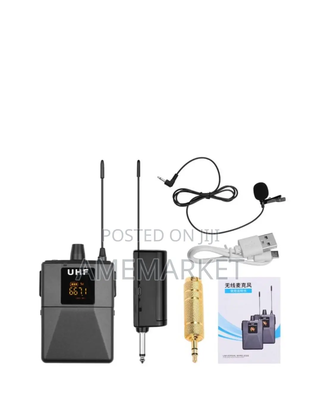 UHF Wireless Body-Pack Microphone. Transmitter and Receiver