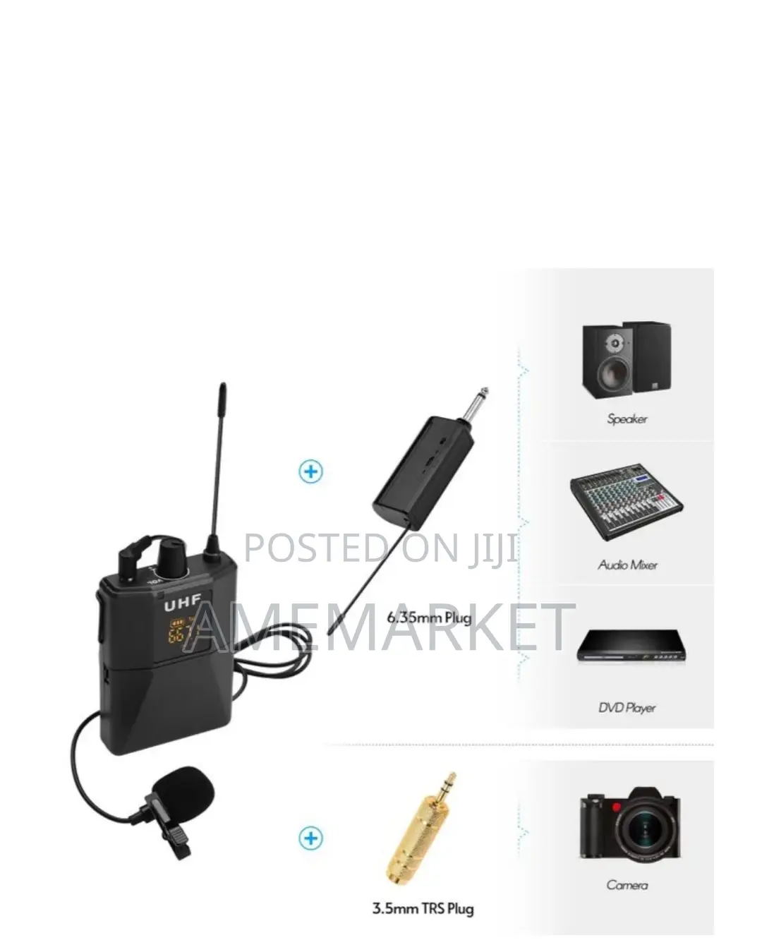 UHF Wireless Body-Pack Microphone. Transmitter and Receiver