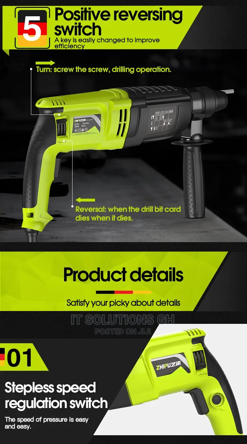 ZHIPU Light Rotary Hammer Drill Electric Drills Two Multi-Pu