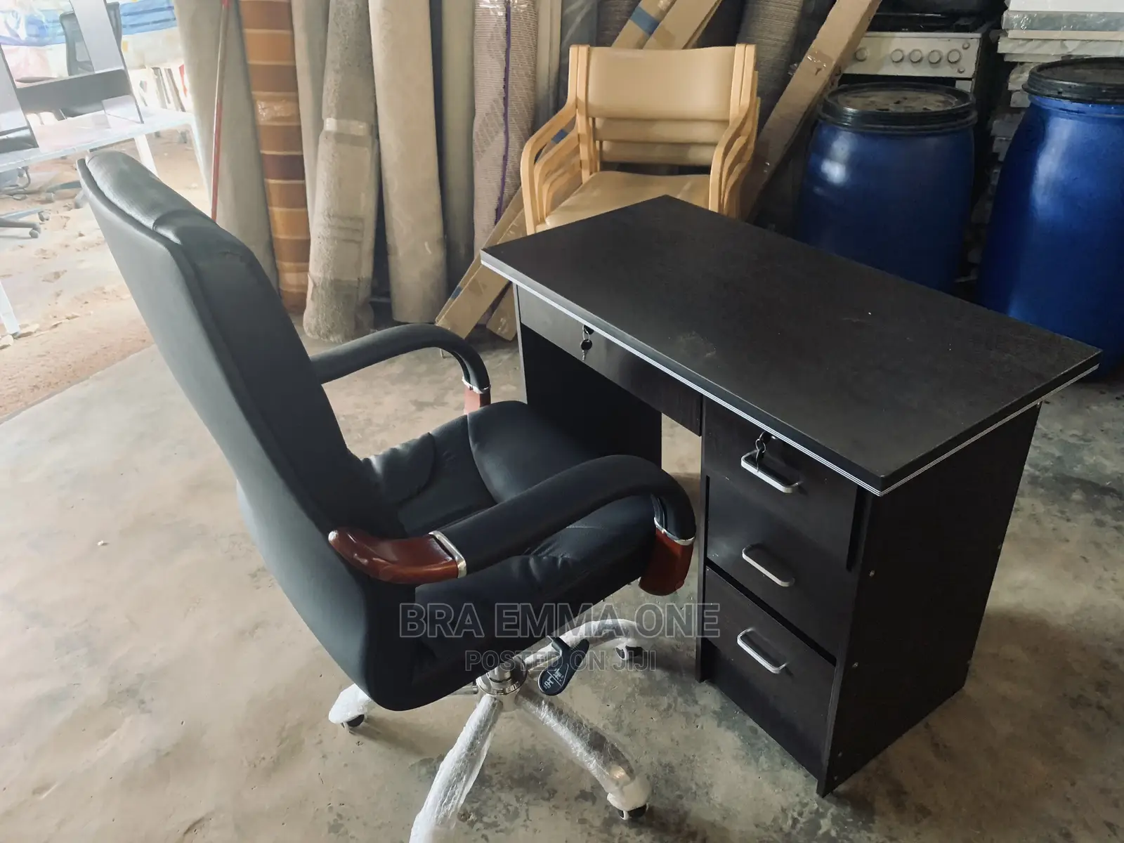 Brand New Leather Swivel Chair and a Table