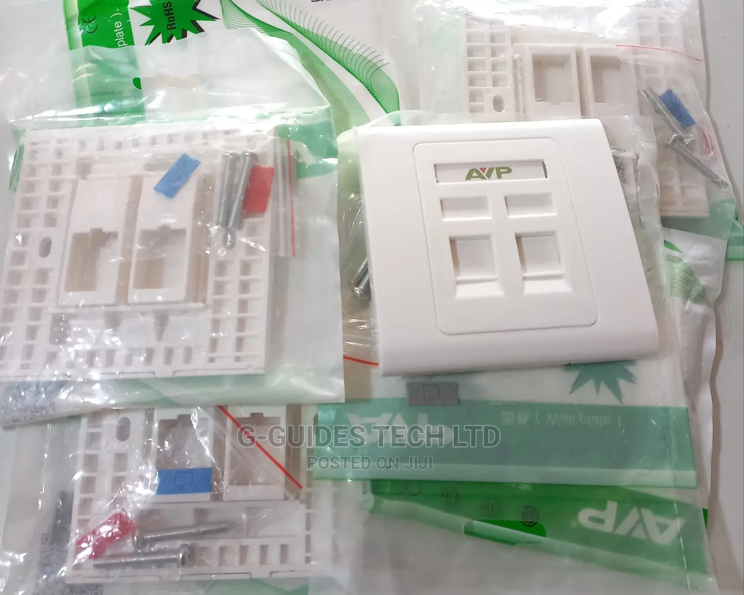 Avp Double Faceplate With Keystone Jack, Double Wall Socket